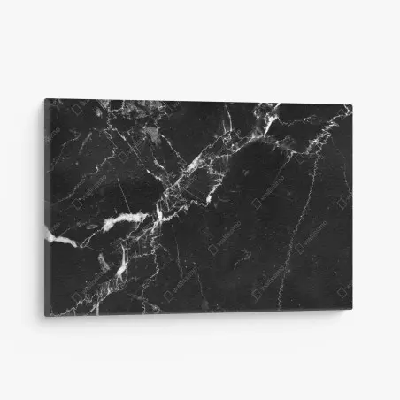 Quadro su tela texture marmo nero con venature bianche • Wallissimo®