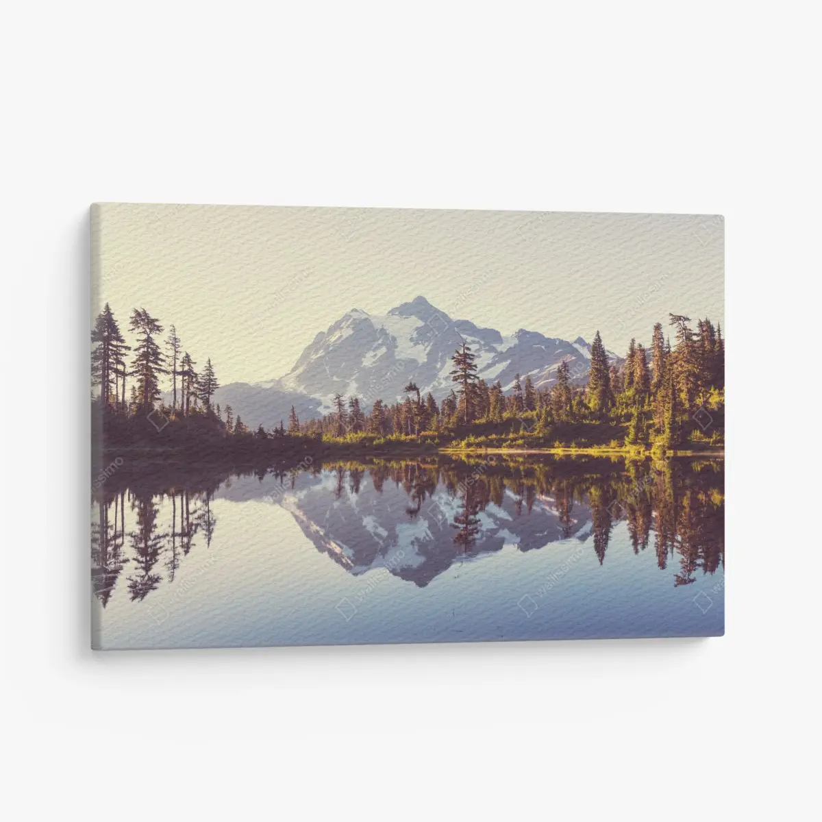 Quadro su tela riflessi dorati di Monte Shuksan sul lago • Wallissimo®