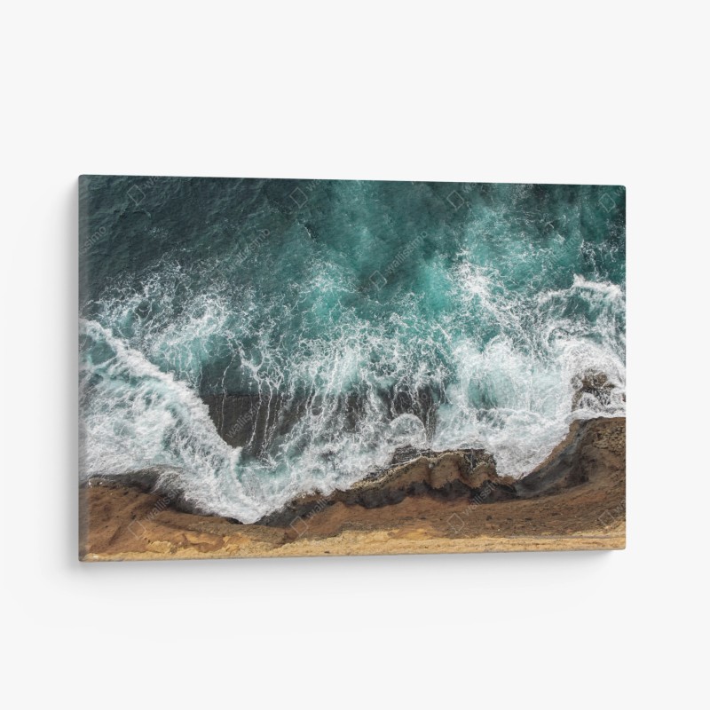 Quadro su tela vista aerea della scogliera e del mare turchese