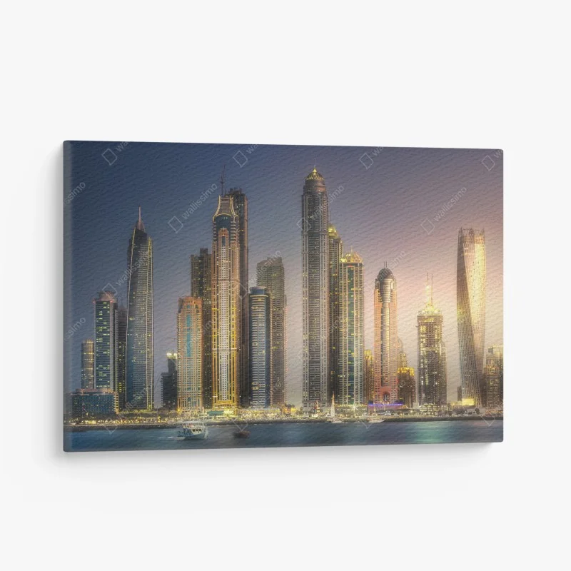 Quadro su tela skyline dorato di Dubai