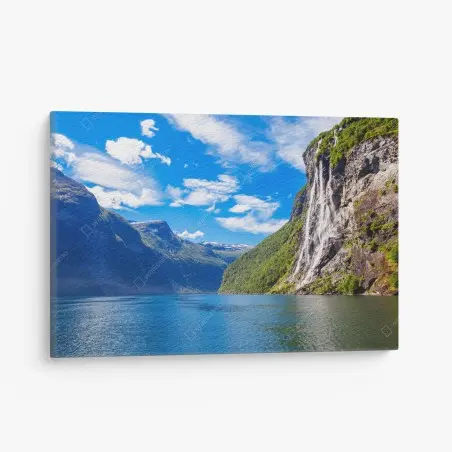 Quadro su tela cascate Sette Sorelle a Geiranger • Wallissimo®