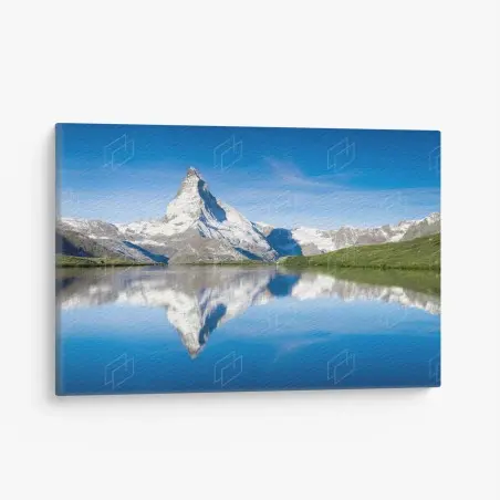 Quadro su tela riflessi del Cervino sulle acque alpine • Wallissimo®