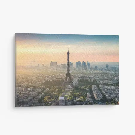 Quadro su tela tramonto su Parigi con Torre Eiffel • Wallissimo®