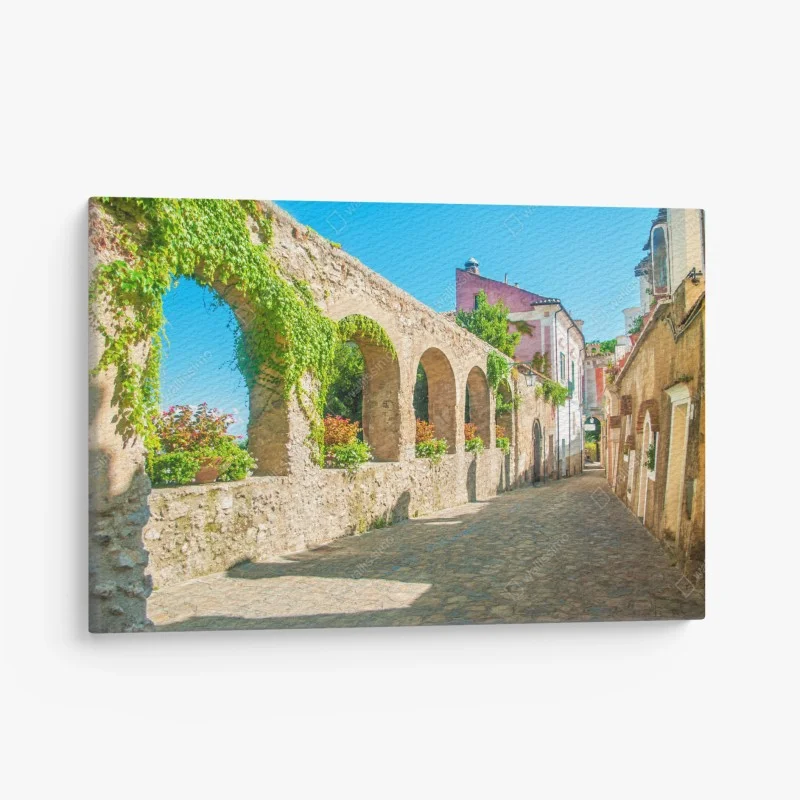Quadro su tela scorcio fiorito di Ravello sulla Costiera Amalfitana