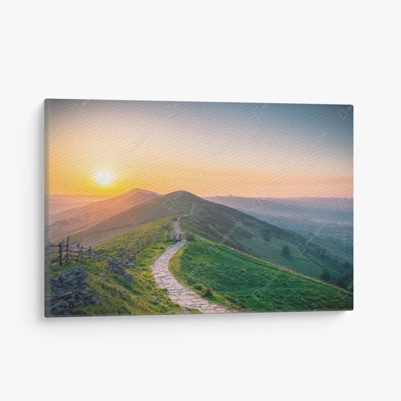 Quadro su tela sentiero sulla cresta all'alba