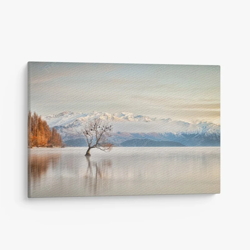 Quadro su tela silenzio invernale sul lago Wanaka