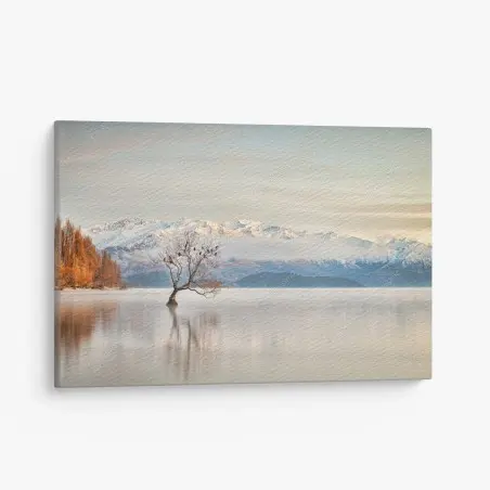 Quadro su tela silenzio invernale sul lago Wanaka • Wallissimo®