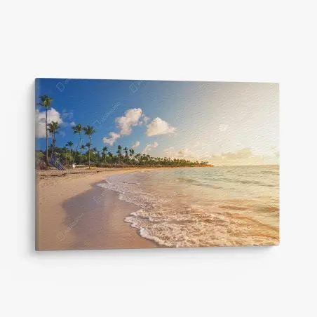 Quadro su tela tramonto tropicale sulla spiaggia • Wallissimo®