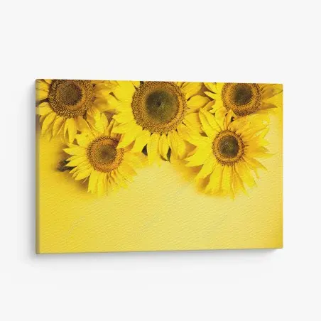 Quadro su tela girasoli su sfondo giallo vivace • Wallissimo®