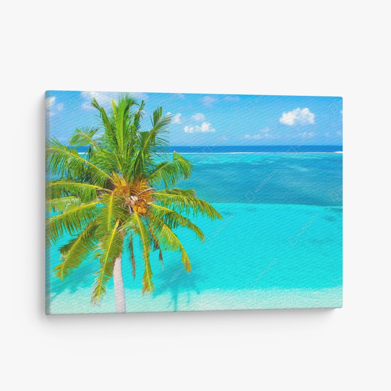 Quadro su tela oasi turchese con palma
