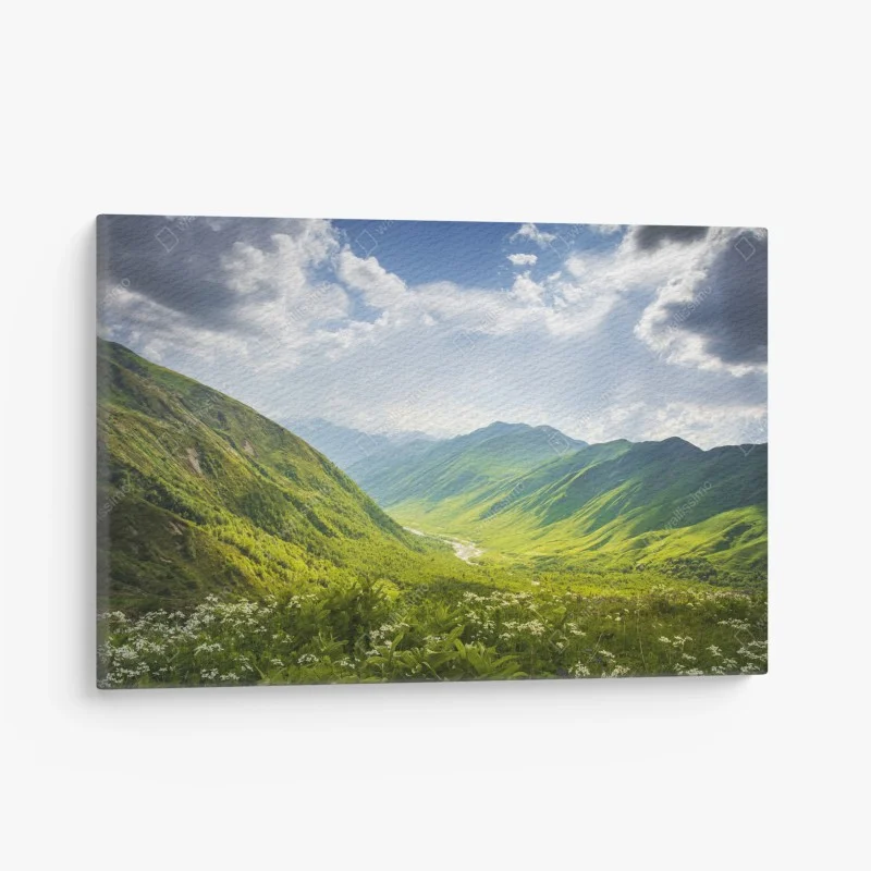 Quadro su tela panorama della valle di Svaneti, Georgia