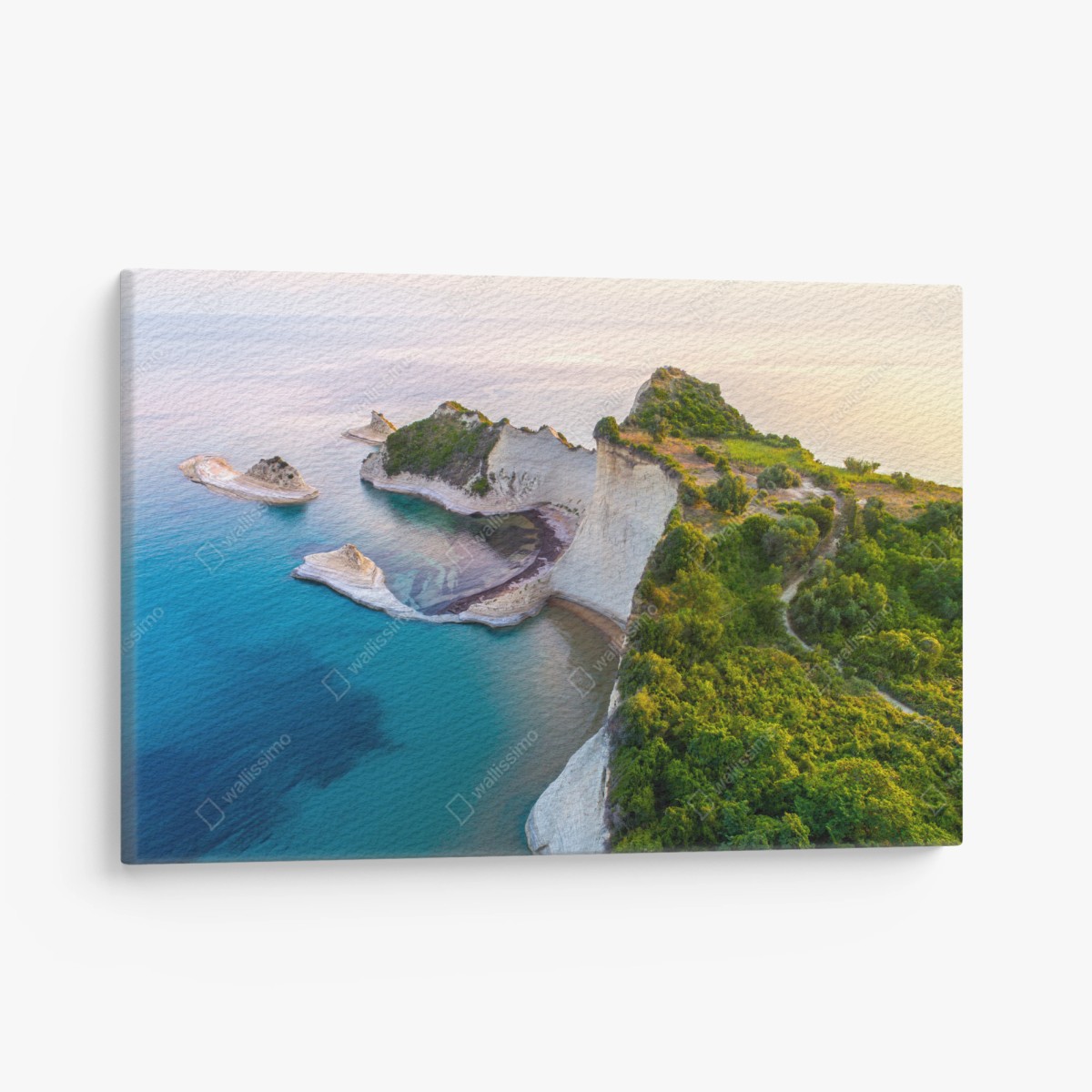 Quadro su tela scogliera bianca e mare turchese • Wallissimo®