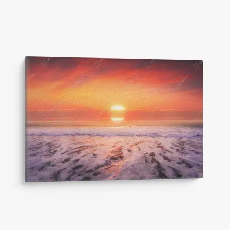 Quadro su tela tramonto dorato sulla spiaggia • Wallissimo®