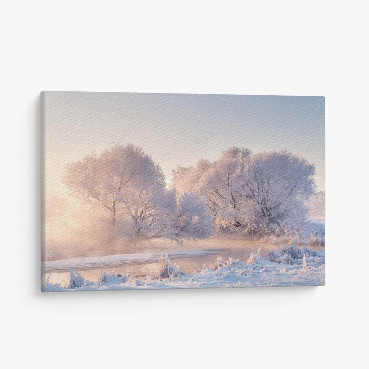 Quadro su tela alba rosa sul paesaggio innevato • Wallissimo®