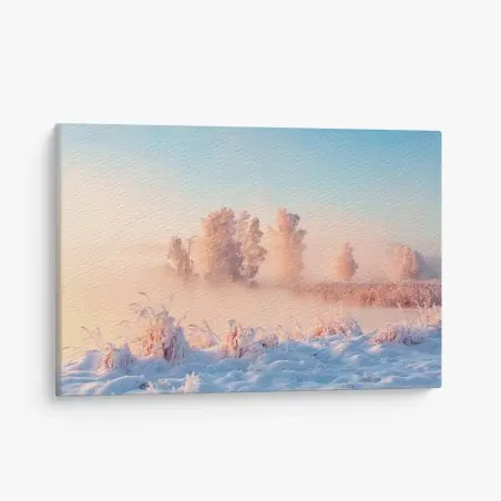 Quadro su tela alba rosa su paesaggio innevato • Wallissimo®