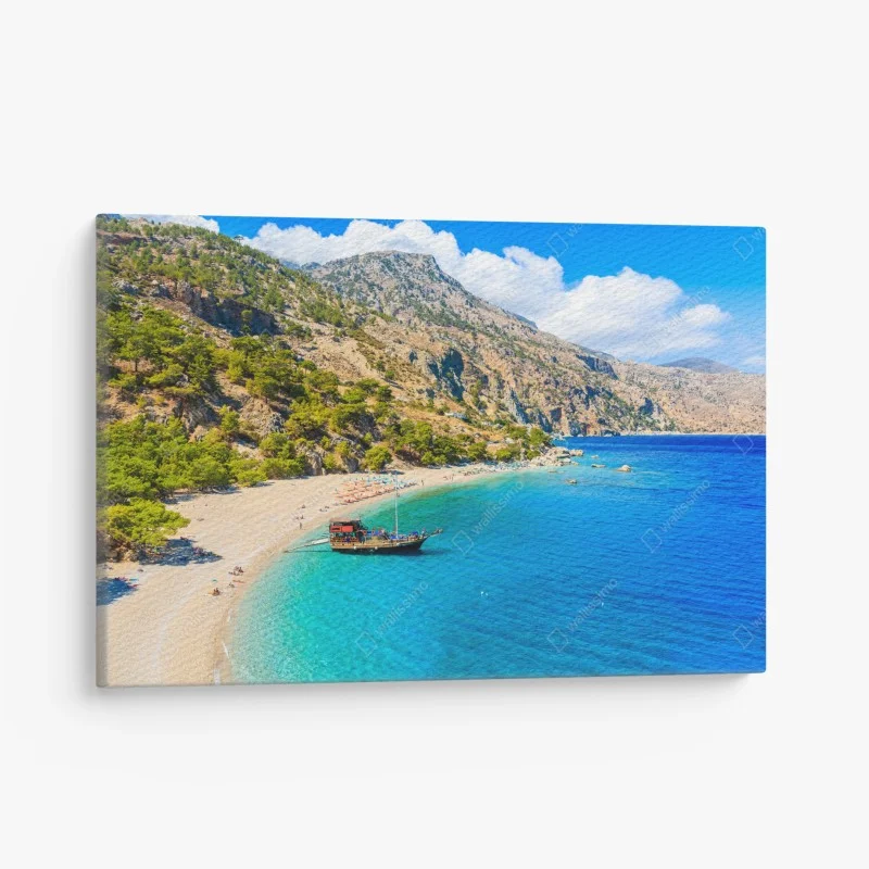 Quadro su tela vista panoramica della baia di Apella, Karpathos