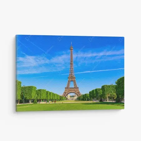 Quadro su tela panorama maestoso della Torre Eiffel a Parigi • Wallissimo®