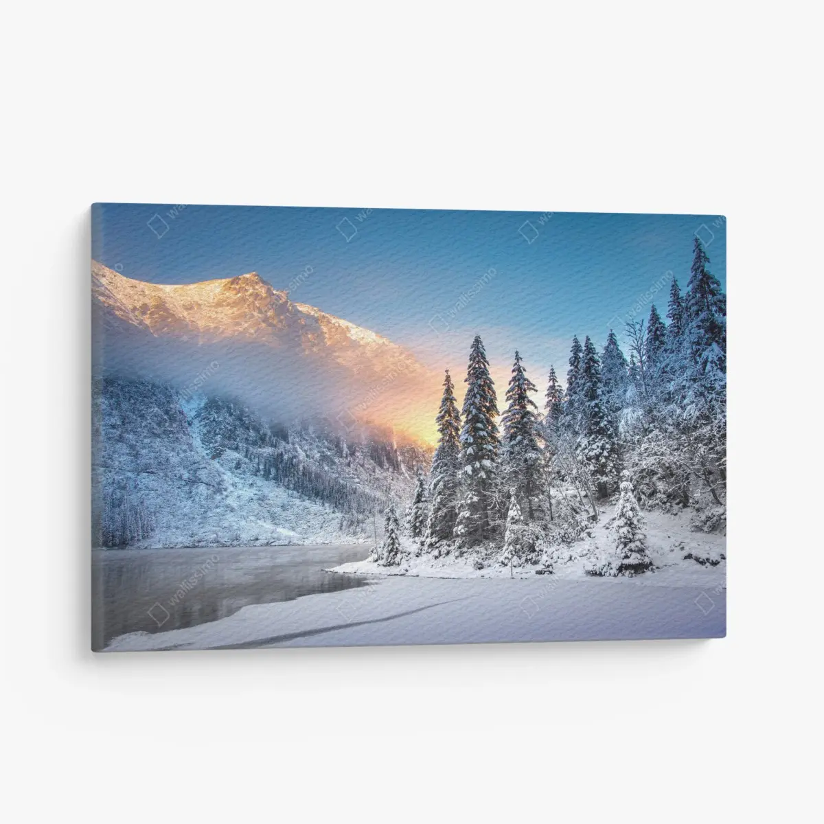 Quadro su tela alba sul lago ghiacciato di Morskie Oko nei Tatra • Wallissimo®