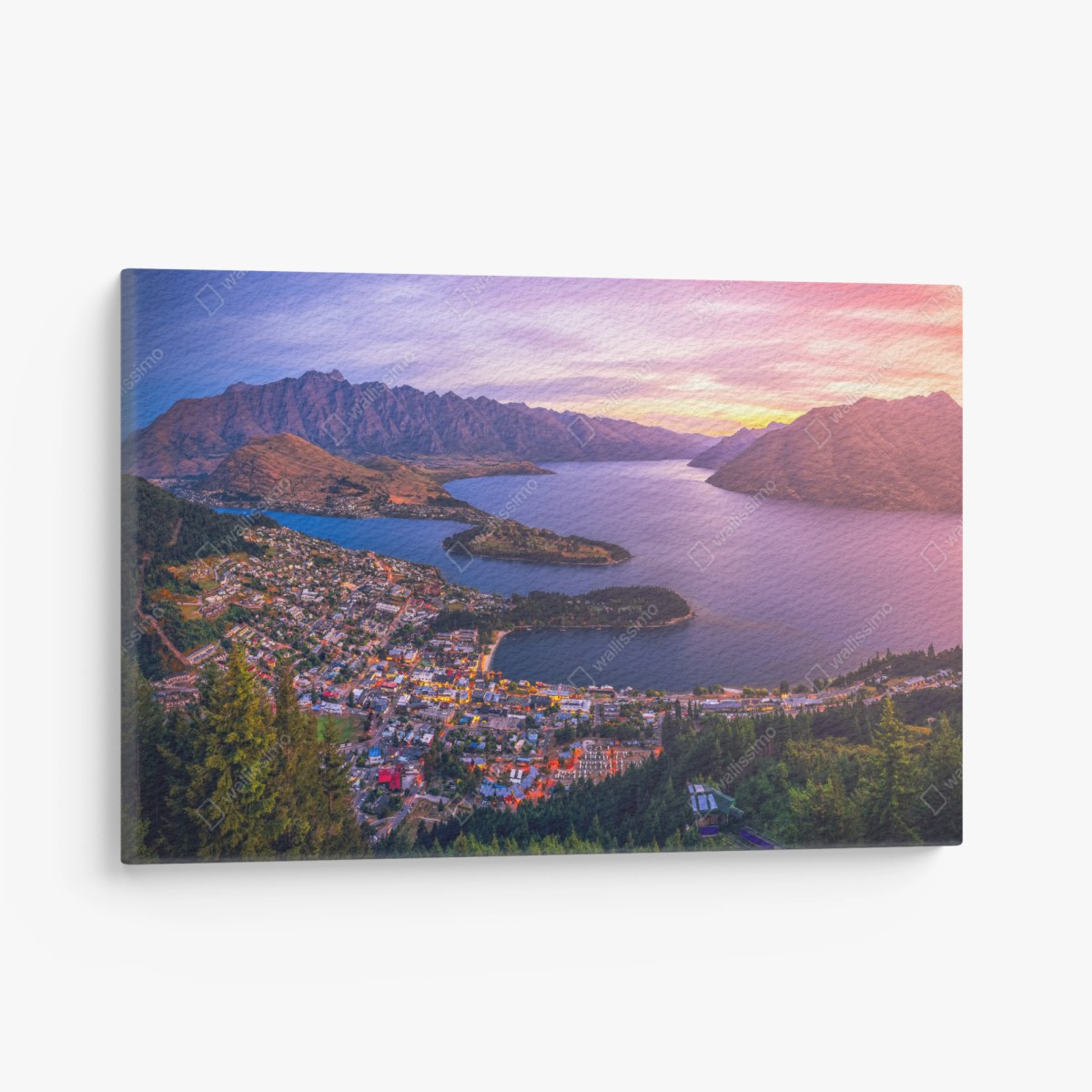 Quadro su tela tramonto sopra Queenstown e lago Wakatipu • Wallissimo®