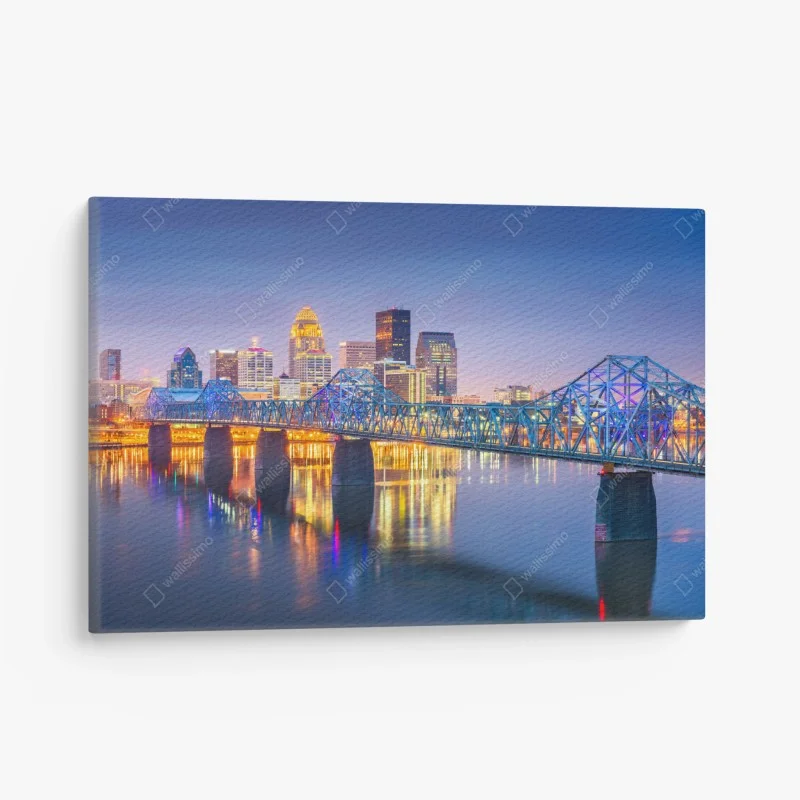 Quadro su tela panorama crepuscolare di Louisville sul fiume Ohio