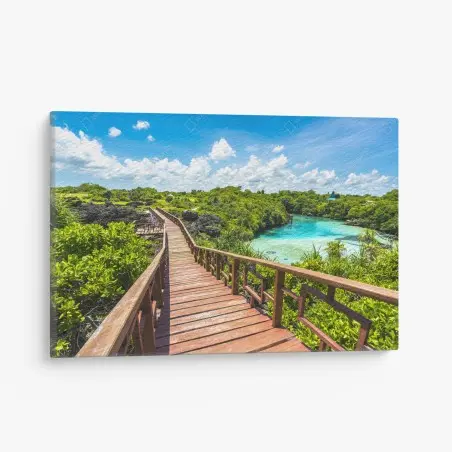 Quadro su tela passerella verso la laguna turchese • Wallissimo®