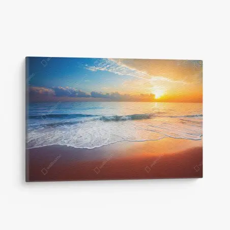 Quadro su tela tramonto dorato sul mare • Wallissimo®