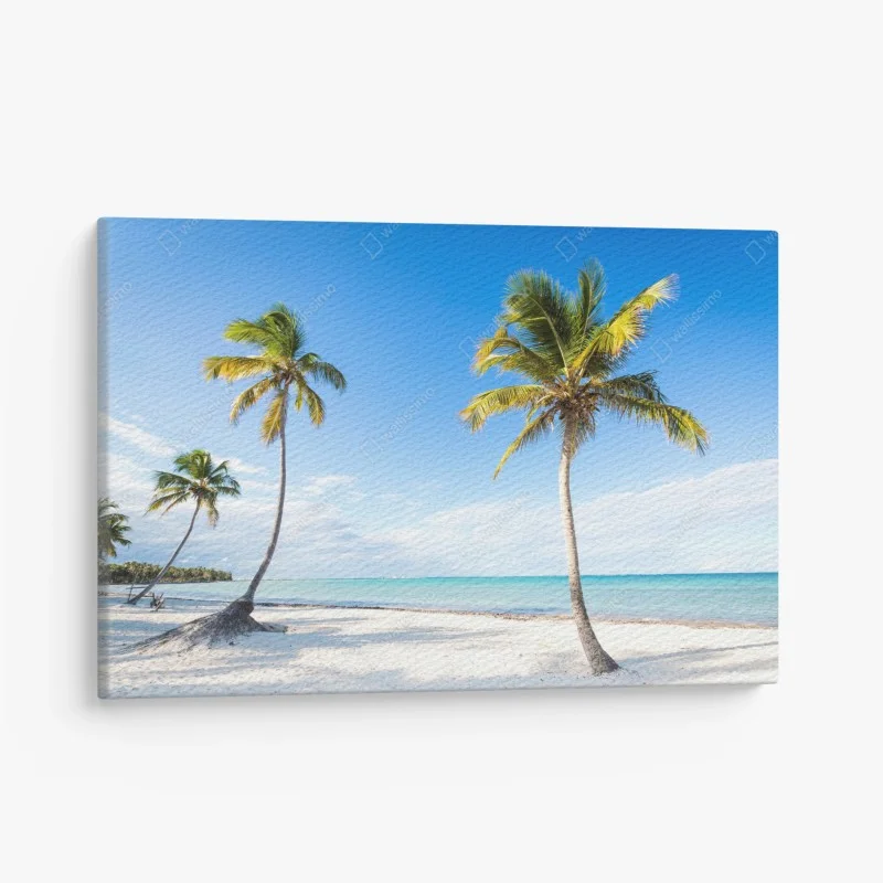Quadro su tela paradiso tropicale con palme e mare turchese