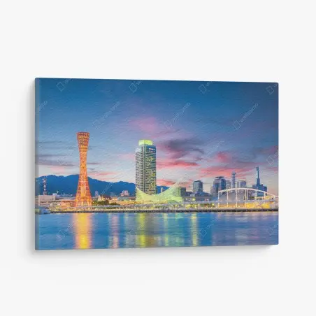 Quadro su tela tramonto sul porto di Kobe • Wallissimo®
