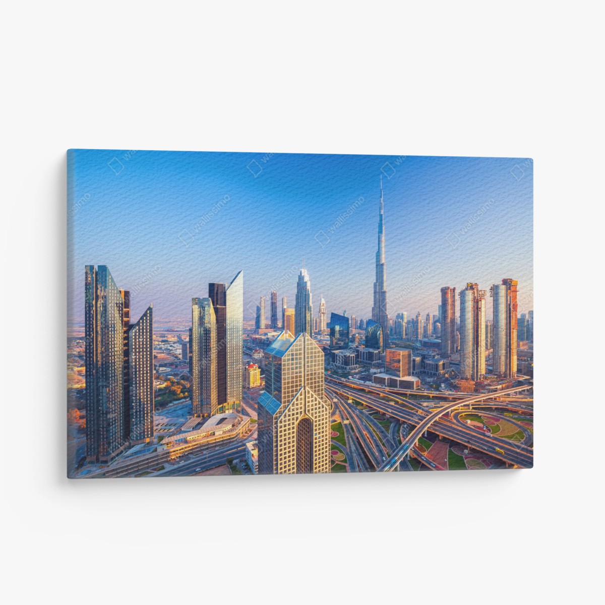 Quadro su tela panorama urbano di Dubai al tramonto • Wallissimo®