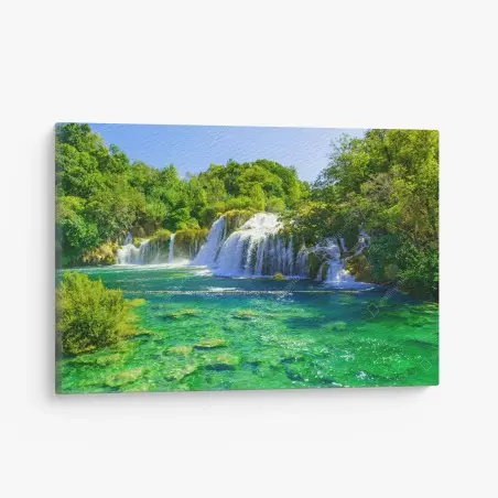 Quadro su tela cascata smeraldo per decorazione murale • Wallissimo®