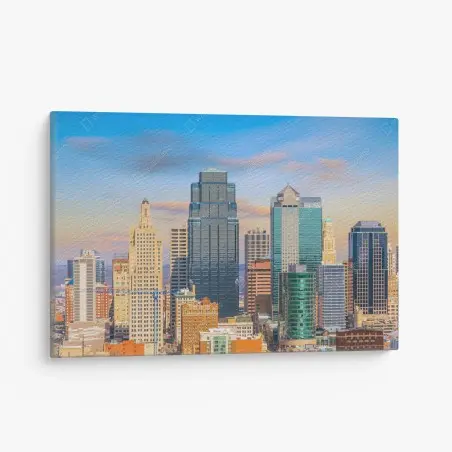Quadro su tela skyline di Kansas City al tramonto • Wallissimo®