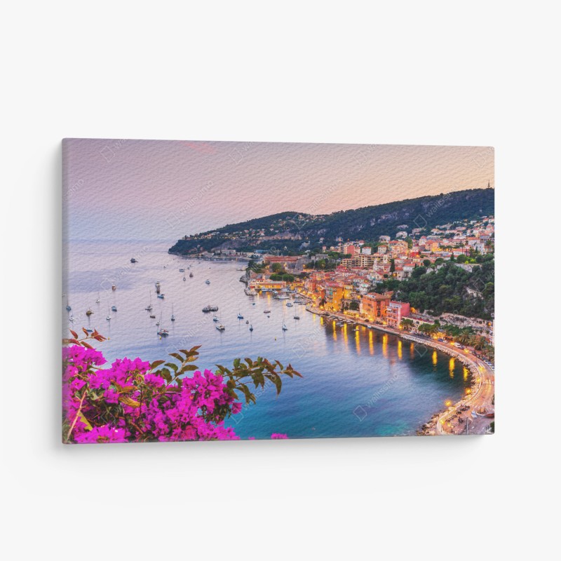 Quadro su tela tramonto a Villefranche-sur-Mer, Costa Azzurra: scorcio sul porto