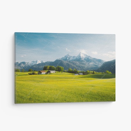 Quadro su tela panorama alpino primaverile • Wallissimo®