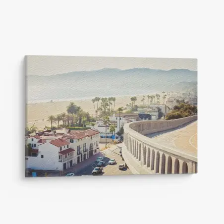 Quadro su tela panorama costiero di Santa Monica • Wallissimo®