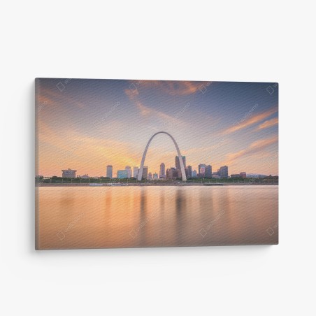 Quadro su tela tramonto sullo skyline di St. Louis con Gateway Arch • Wallissimo®