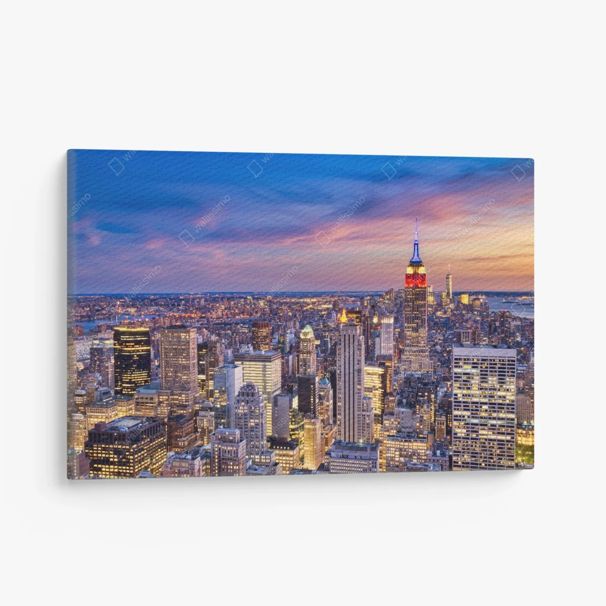 Quadro su tela tramonto su New York con Empire State Building • Wallissimo® Quadro su tela tramonto su New York con Empire State Building • Wallissimo®