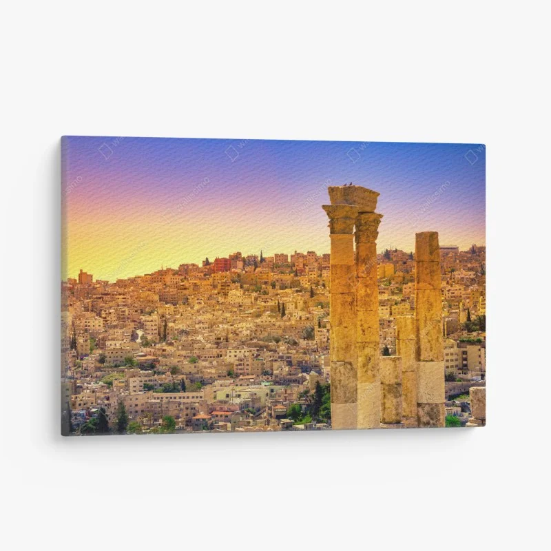 Quadro su tela panorama storico di Amman al tramonto