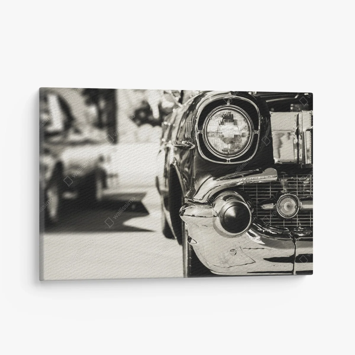 Quadro su tela frontale cromato di auto d'epoca in stile retrò • Wallissimo® Quadro su tela frontale cromato di auto d'epoca in stile retrò • Wallissimo®