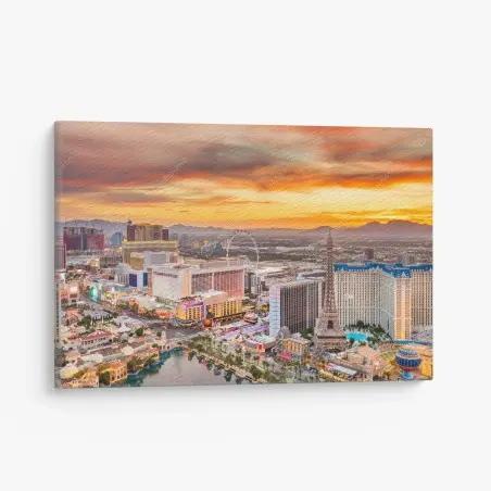 Quadro su tela tramonto sulla skyline di Las Vegas • Wallissimo®