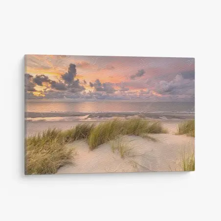Quadro su tela tramonto sulle dune al mare • Wallissimo®