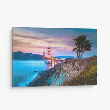 Quadro su tela tramonto sul Golden Gate Bridge da Baker Beach • Wallissimo®