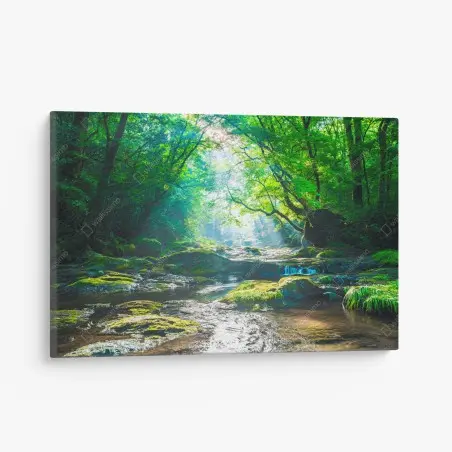 Quadro su tela rifugio verde sul ruscello • Wallissimo®