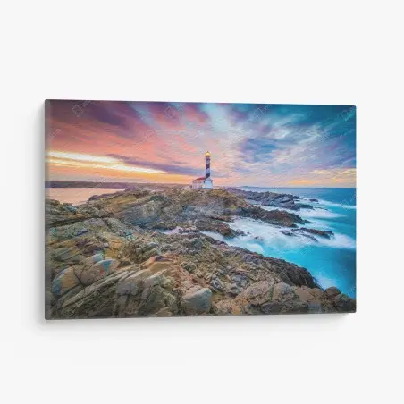Quadro su tela tramonto al faro di Favaritx, Minorca • Wallissimo®