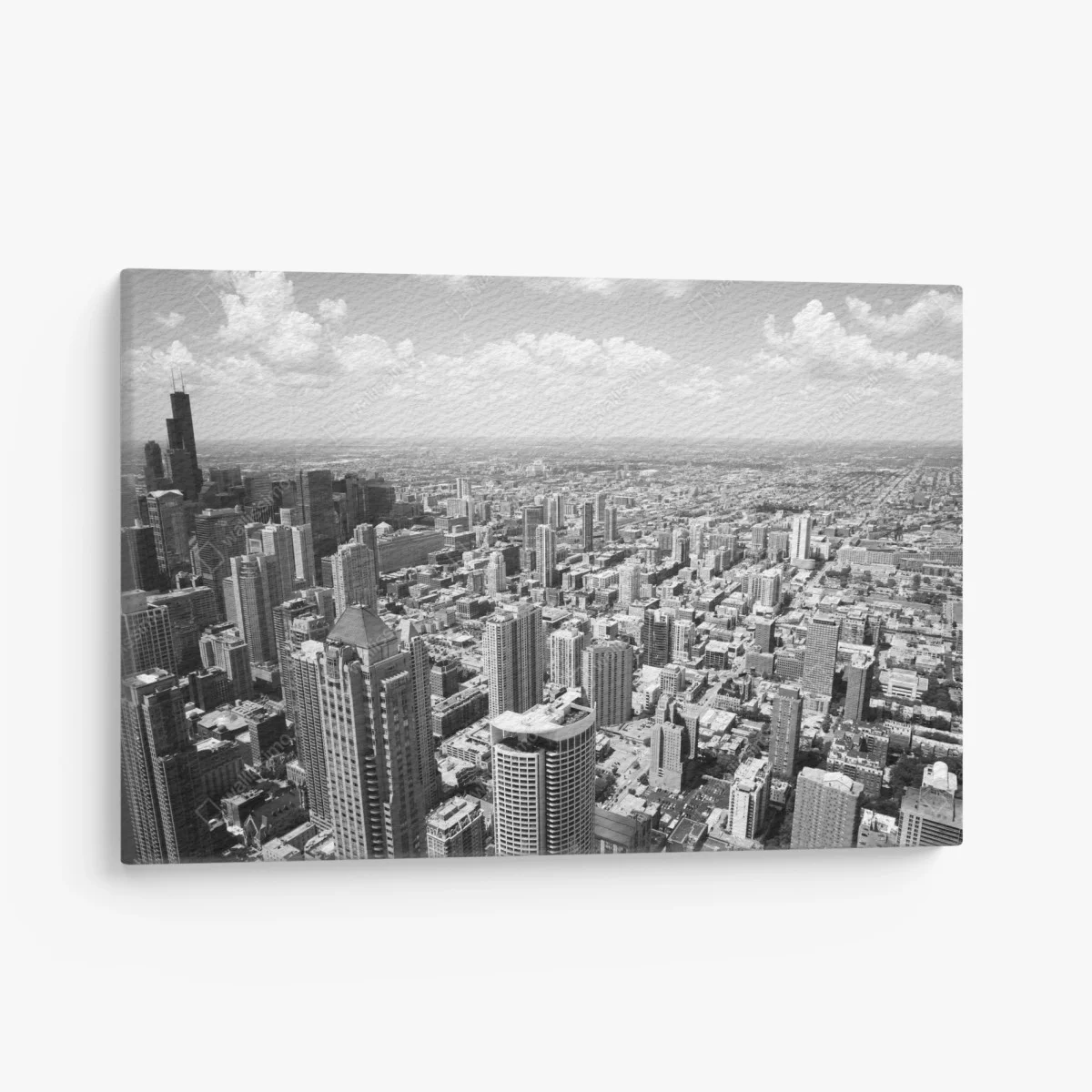 Quadro su tela orizzonte urbano di Chicago in bianco e nero • Wallissimo® Quadro su tela orizzonte urbano di Chicago in bianco e nero • Wallissimo®