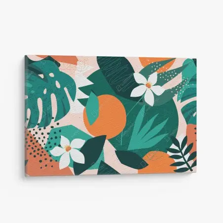 Quadro su tela gioia tropicale con foglie e agrumi • Wallissimo®