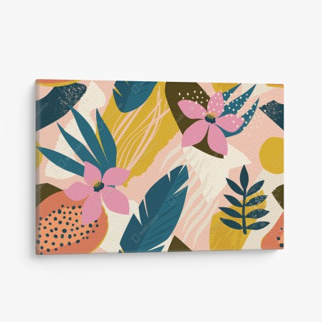 Quadro su tela motivo floreale tropicale astratto • Wallissimo®