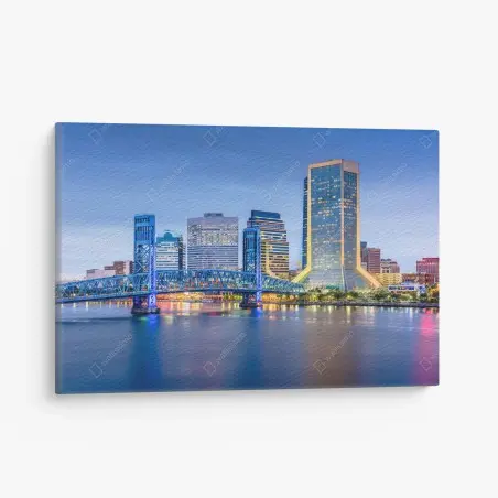 Quadro su tela profilo urbano di Jacksonville al crepuscolo • Wallissimo®