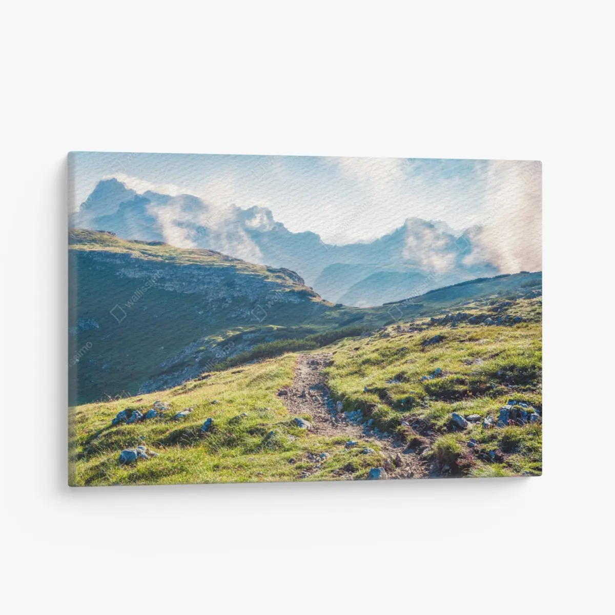Quadro su tela sentiero mattutino sulle Dolomiti, Monte Piana • Wallissimo®