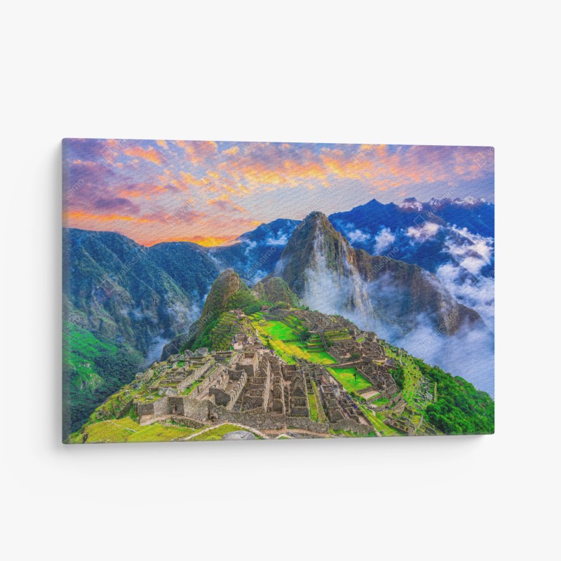 Quadro su tela murale panoramico Machu Picchu al tramonto