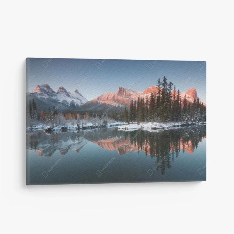 Quadro su tela riflessi montani al tramonto